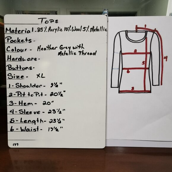 Grey Turtleneck with Metallic Thread Accent Throughout Size XLP EUC #177 - Picture 7 of 7